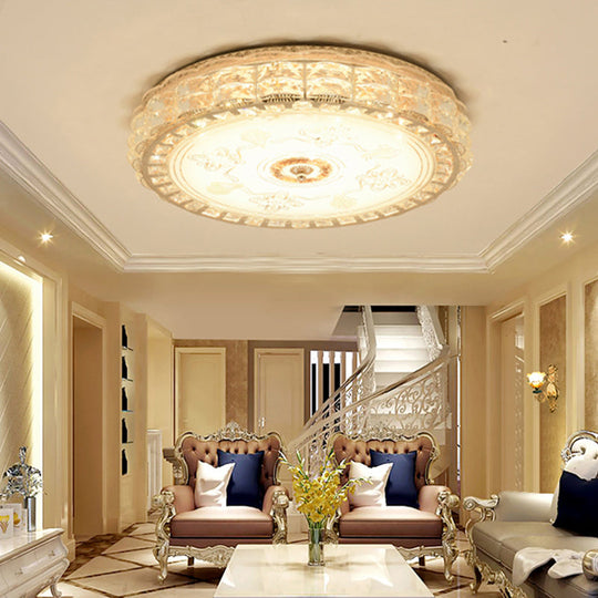 Crystal Shade Led Ceiling Light With Contemporary Gold Finish
