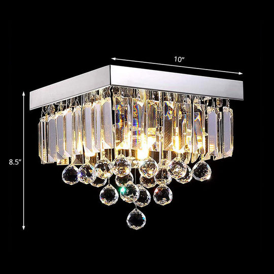 Stylish Crystal Shade Chrome Ceiling Flush Mount Light With 4 Lights For Living Room