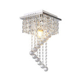 Modern Crystal Chrome Flush Mount Spiral Ceiling Light For Balcony - 8/15 Wide