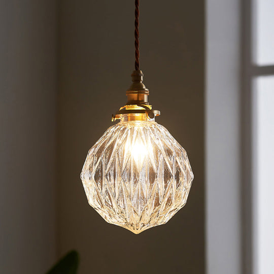 Pauline - Modern Industrial Sphere Ceiling Light Single Clear Glass Hanging Pendant For Living Room