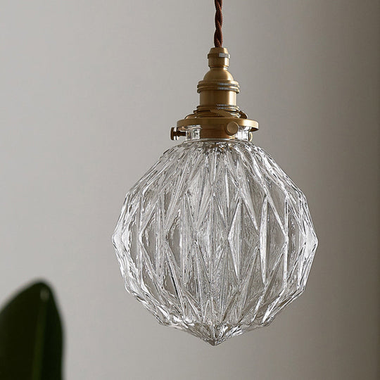Pauline - Modern Industrial Sphere Ceiling Light Single Clear Glass Hanging Pendant For Living Room