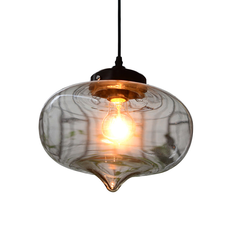 Modern Blown Glass Pendant Light For Restaurants - Single Bulb Fixture With Simple Shades