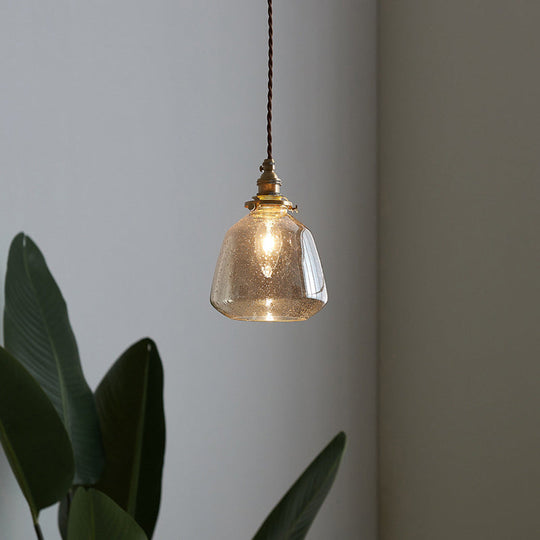 Sleek Bubbled Glass Pendant Light With Tapered Design - Perfect For Restaurants 1-Bulb Fixture