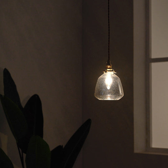 Sleek Bubbled Glass Pendant Light With Tapered Design - Perfect For Restaurants 1-Bulb Fixture