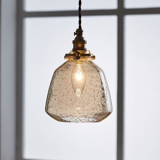 Sleek Bubbled Glass Pendant Light With Tapered Design - Perfect For Restaurants 1-Bulb Fixture