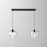 Industrial Clear Glass Multi Light Pendant - 3 Bulbs Dining Room Lighting / K