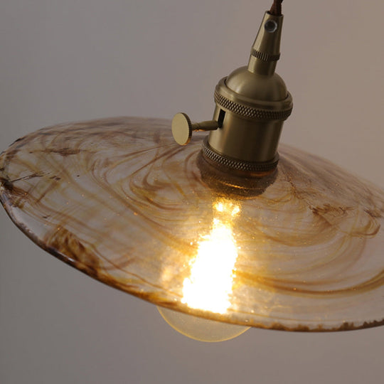 Retro Style Amber Glass Flared Pendant Ceiling Light For Restaurants (1 Head)