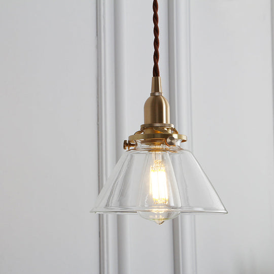 Clear Glass Pendant Light - Antique Conical 1-Light Fixture For Restaurants / A E12/E14
