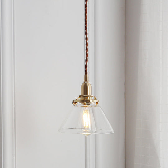 Clear Glass Pendant Light - Antique Conical 1-Light Fixture For Restaurants
