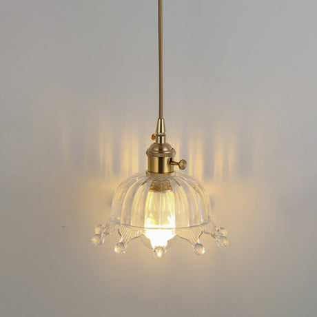 Shaded Pendant Light With Clear Textured Glass - Simplicity Series / N