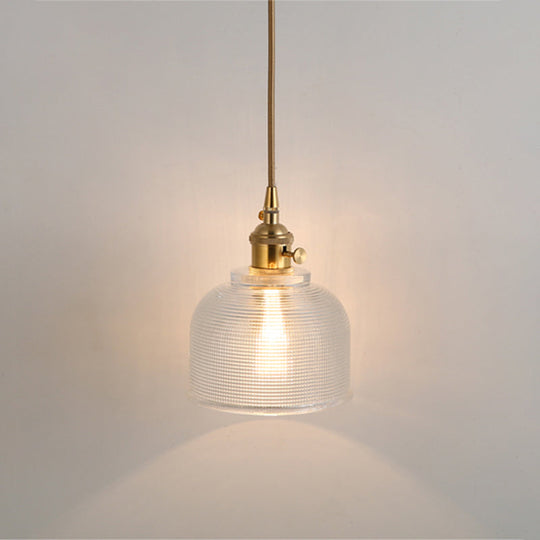 Clear Glass Pendant Lighting Fixture With Simplicity Shaded Hanging Light / T
