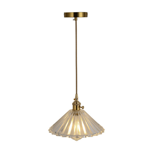 Clear Glass Pendant Lighting Fixture With Simplicity Shaded Hanging Light