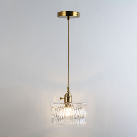 Shaded Pendant Light With Clear Textured Glass - Simplicity Series / Q
