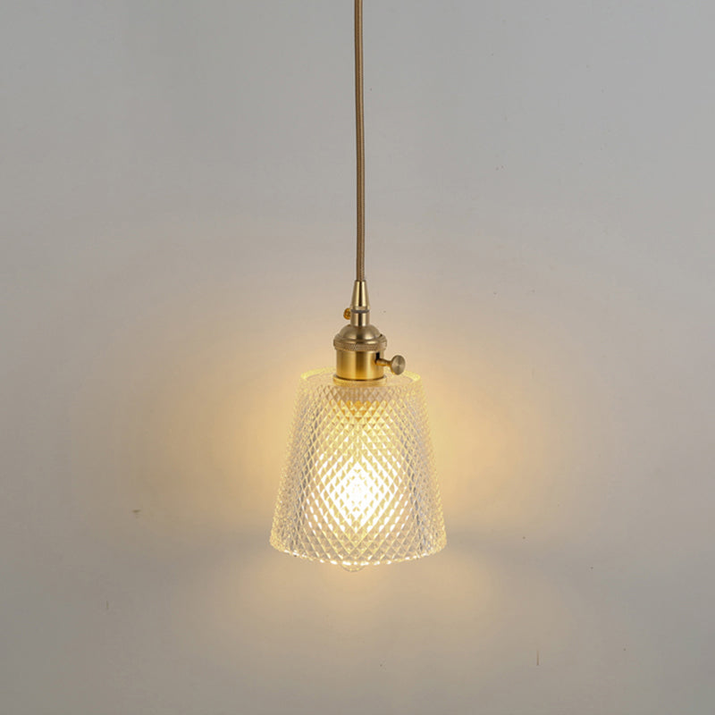 Clear Glass Pendant Lighting Fixture With Simplicity Shaded Hanging Light / A