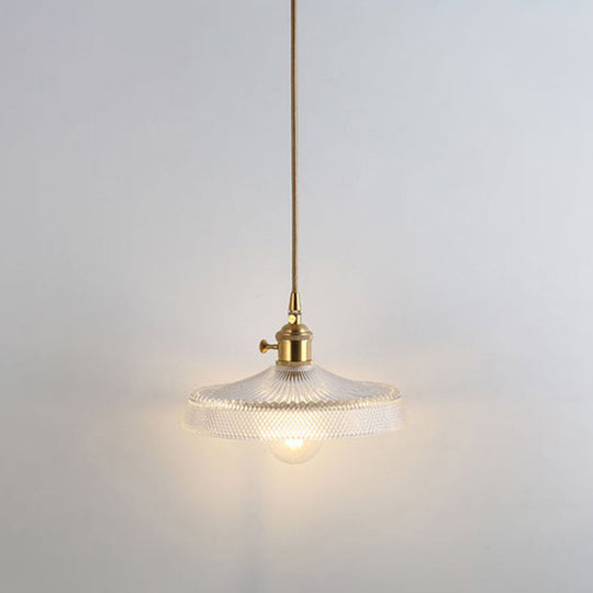 Clear Glass Pendant Lighting Fixture With Simplicity Shaded Hanging Light / P
