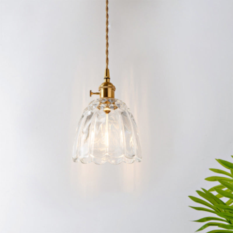 Menkent - Vintage Shaded Pendant Light: 1-Light Clear Glass Hanging Fixture For / I
