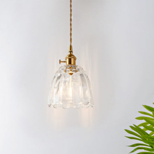 Menkent - Vintage Shaded Pendant Light: 1-Light Clear Glass Hanging Fixture For / I