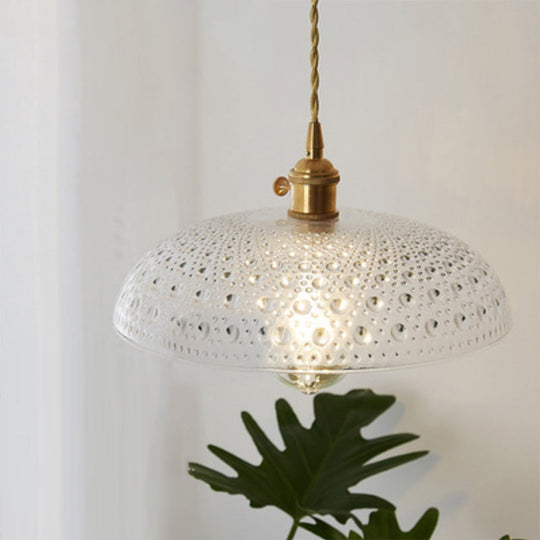 Menkent - Vintage Shaded Pendant Light: 1-Light Clear Glass Hanging Fixture For / K