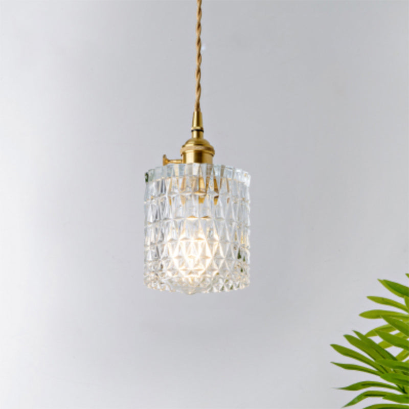Menkent - Vintage Shaded Pendant Light: 1-Light Clear Glass Hanging Fixture For / R