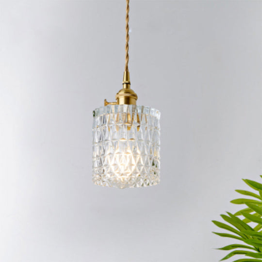 Menkent - Vintage Shaded Pendant Light: 1-Light Clear Glass Hanging Fixture For / R