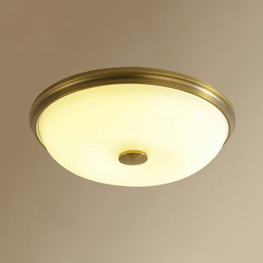 Opal Glass Led Flush Mount Ceiling Light - Traditional Bedroom Lighting Gold / 10’