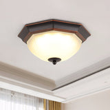 Vintage Bell Flush Ceiling Light With Cream Glass - Led Mount Fixture Red-Black / 13 Octagon