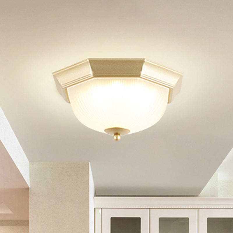 Vintage Bell Flush Ceiling Light With Cream Glass - Led Mount Fixture Gold / 13 Octagon