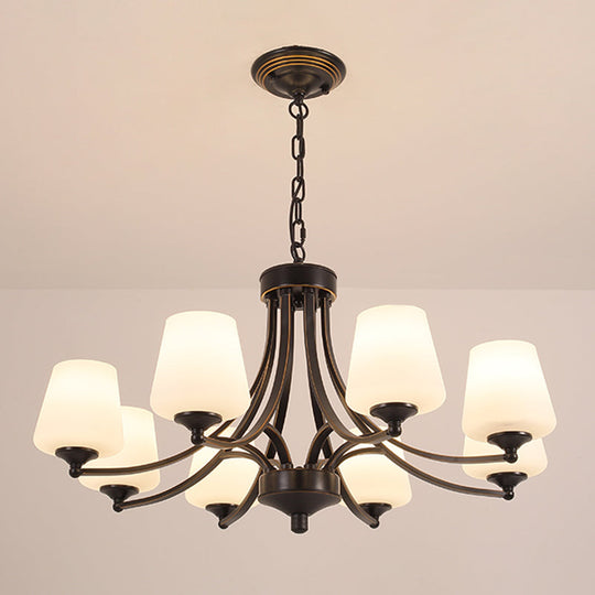 Classic Cream Glass Chandelier Pendant Light For Dining Rooms