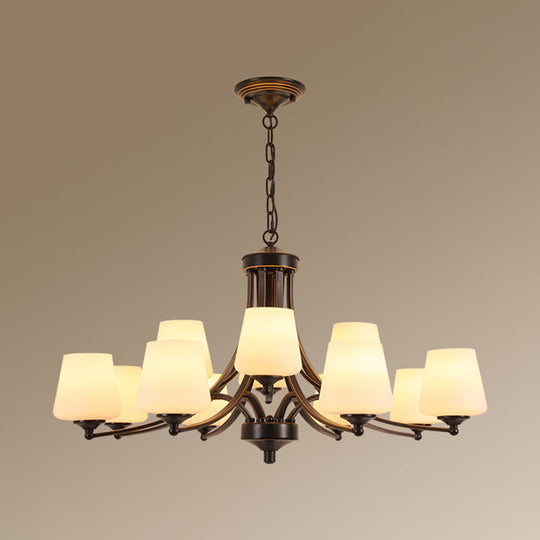 Classic Cream Glass Chandelier Pendant Light For Dining Rooms