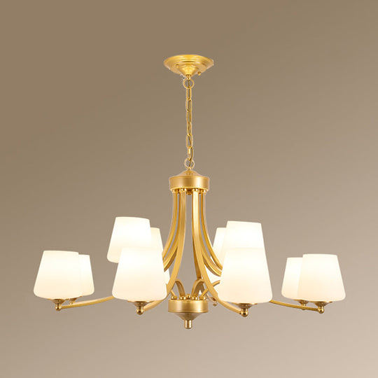 Classic Cream Glass Chandelier Pendant Light For Dining Rooms 12 / Gold