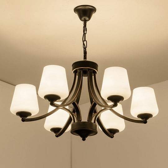 Handblown Glass Black Bud Chandelier Light Fixture For Traditional Ceiling Lighting