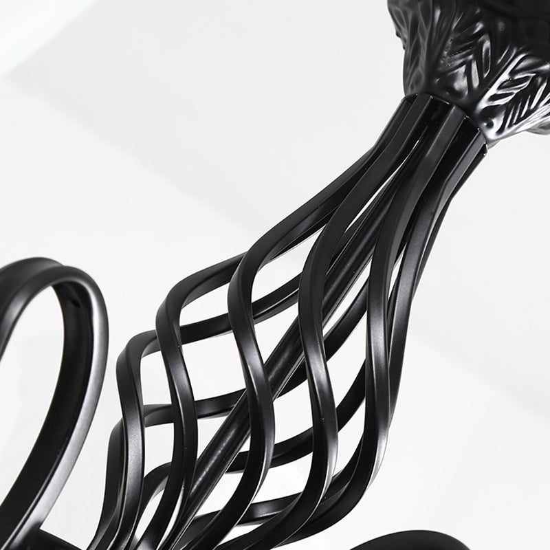 Vintage Bell Chandelier With Ruffle Glass Pendant Light Fixture For Dining Room