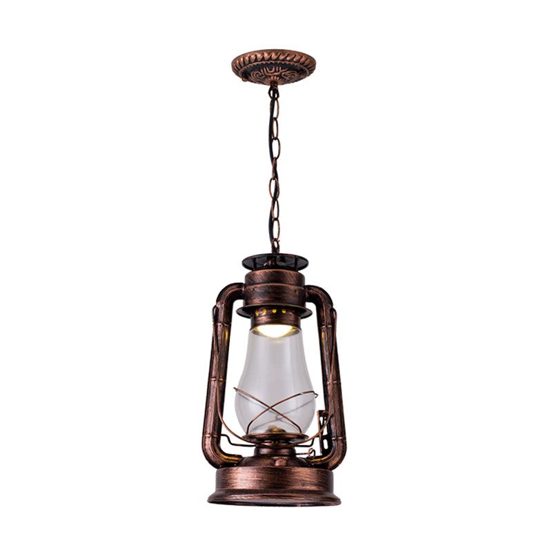 Simplicity Lantern Hanging Light - Metallic Kerosene Lighting For Restaurants 1 Bulb