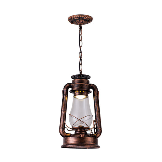 Simplicity Lantern Hanging Light - Metallic Kerosene Lighting For Restaurants 1 Bulb