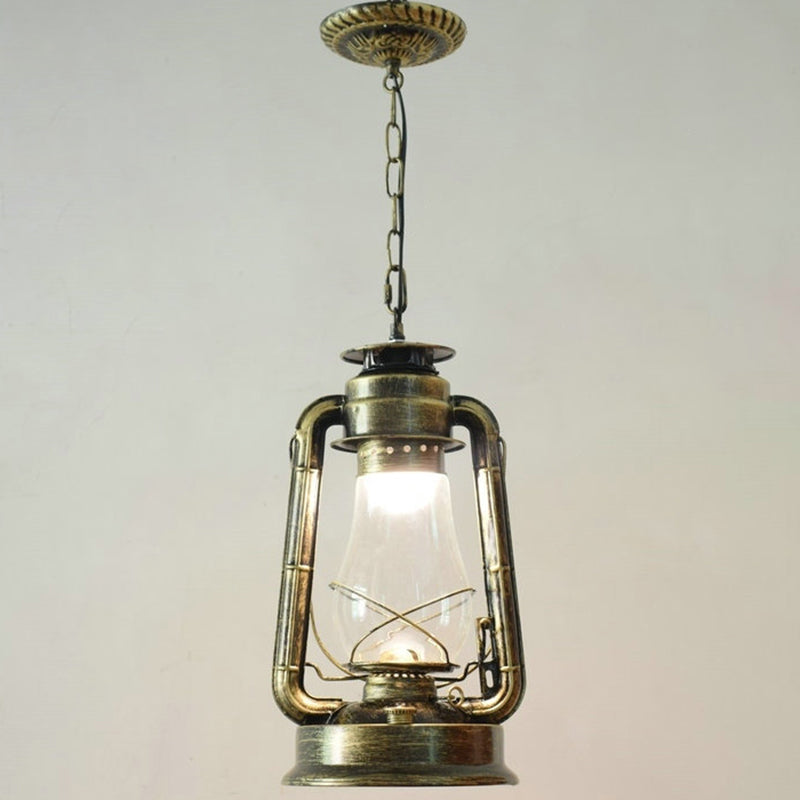 Simplicity Lantern Hanging Light - Metallic Kerosene Lighting For Restaurants 1 Bulb Bronze / 8.5’ A