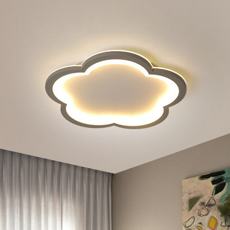 Minimalist Grey Geometric Acrylic Flush Mount Led Lighting Fixture For Bedroom / 14.5’ Flower