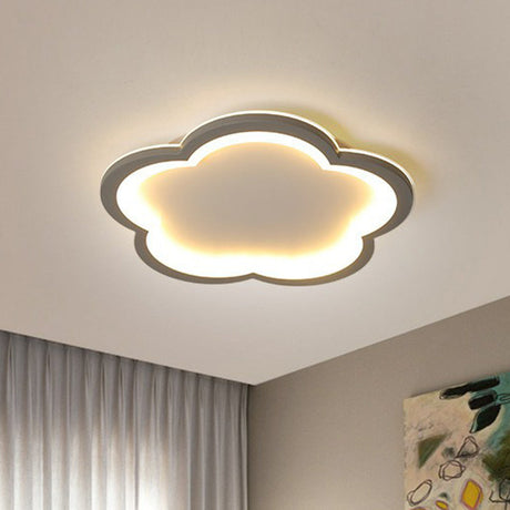 Minimalist Grey Geometric Acrylic Flush Mount Led Lighting Fixture For Bedroom / 14.5’ Flower