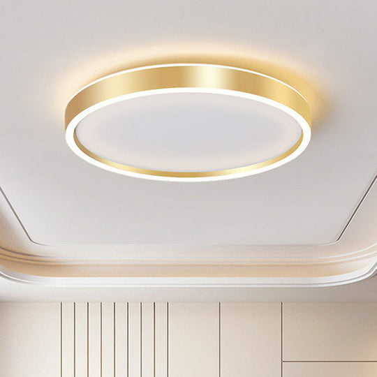 Modern Round Shade Led Flush Mount Acrylic Ceiling Lighting For Living Room Gold / 15.5’ Warm