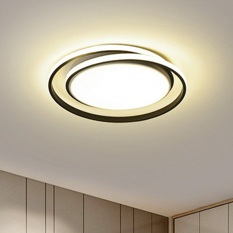 Simplicity Led Flush Mount Ceiling Light For Bedroom - Acrylic Round Design Black / 18’ Natural