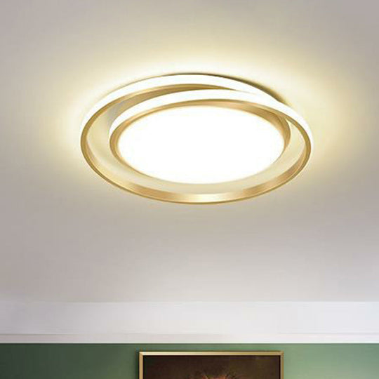 Simplicity Led Flush Mount Ceiling Light For Bedroom - Acrylic Round Design Gold / 18 Warm