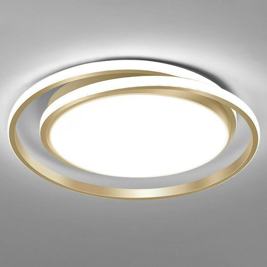 Simplicity Led Flush Mount Ceiling Light For Bedroom - Acrylic Round Design Gold / 18 White