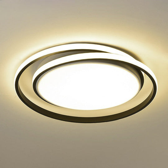 Simplicity Led Flush Mount Ceiling Light For Bedroom - Acrylic Round Design Black / 18 Warm