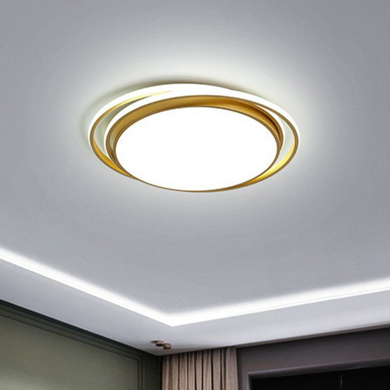 Modern Led Circle Bedroom Flush Light With Acrylic Fixture Gold / 19 White
