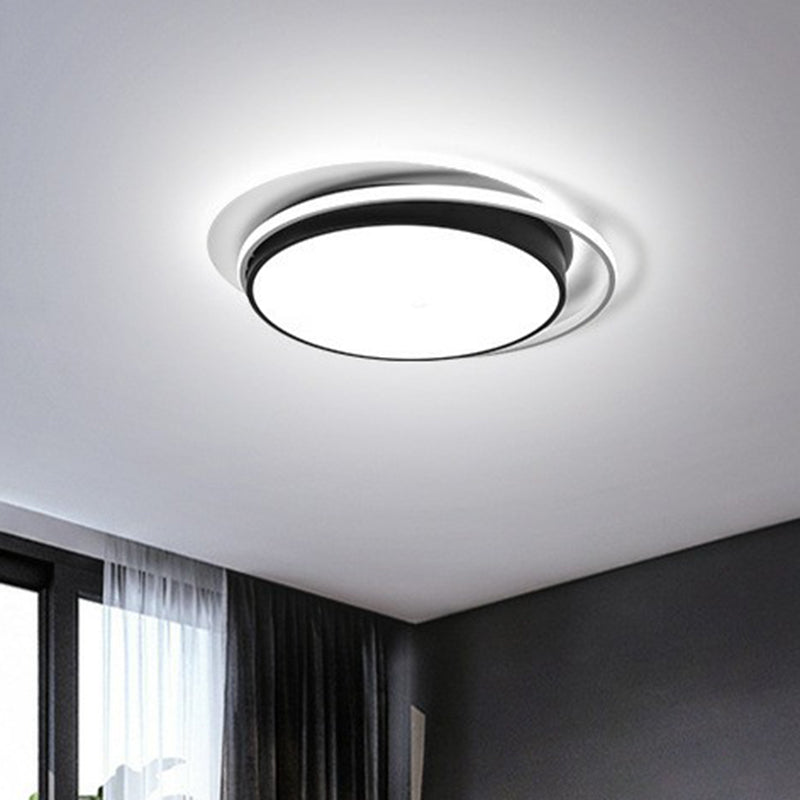 Modern Led Circle Bedroom Flush Light With Acrylic Fixture Black / 19 White