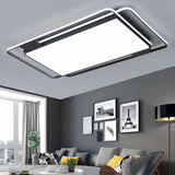 Geometric Led Flush Ceiling Light In Modern Black Metal / E