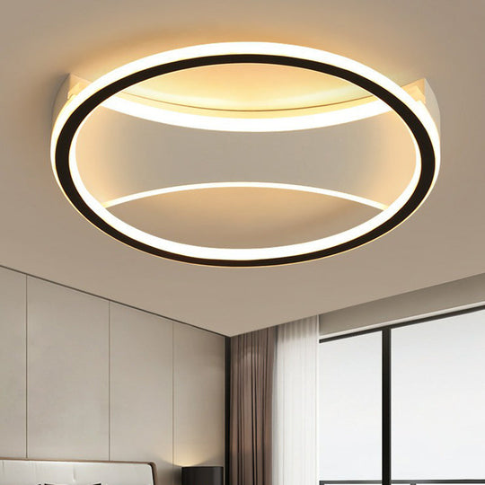 Contemporary Round Black Acrylic Led Flush Ceiling Light - Ultrathin & Stylish / Warm B