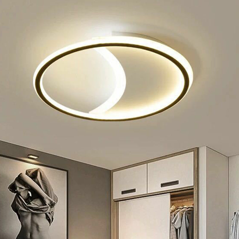 Contemporary Round Black Acrylic Led Flush Ceiling Light - Ultrathin & Stylish / Third Gear A