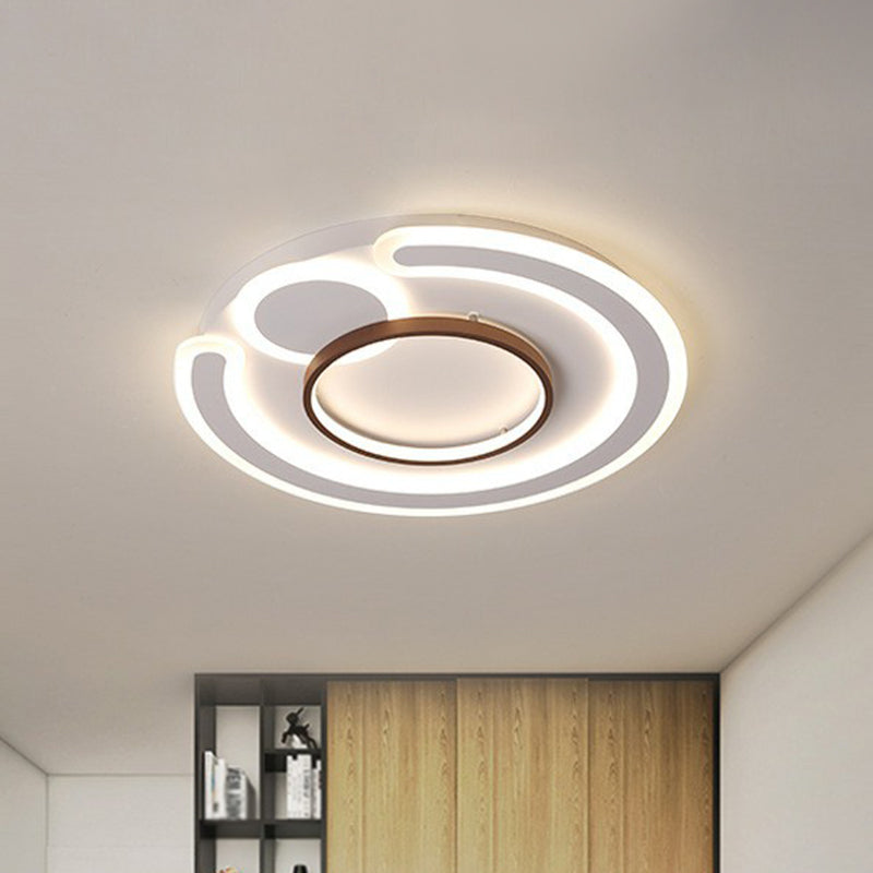Nordic Style Led Coffee Flushmount Ceiling Light - Acrylic Circular Shape / 16.5 Remote Control