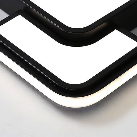 Led Simplicity Acrylic Flush Mount Ceiling Light - Black Bedroom Lighting