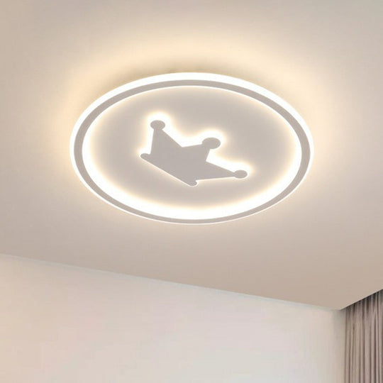 Contemporary Crown Bedroom Led Ceiling Light With Flush Mount & Halo Ring White / 15.5’